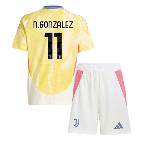 Fotbalové Dres Juventus Nicolas Gonzalez #11 Dětské Venkovní 2024-25 Krátký Rukáv (+ trenýrky)